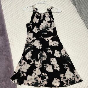 Floral Black and White Dress